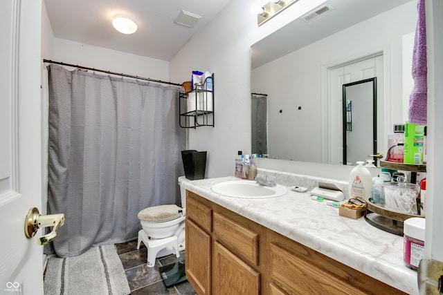 6190 E Ayrshire Cir, Camby, IN 46113 - bathroom featuring vanity, toilet, and a shower with shower curtain
