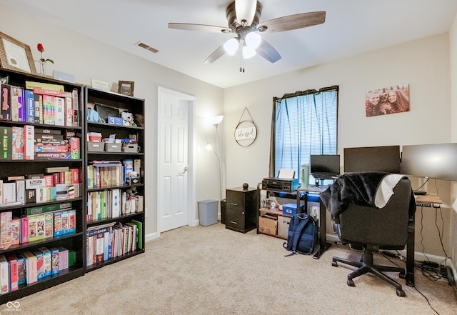 6190 E Ayrshire Cir, Camby, IN 46113 - carpeted office featuring a ceiling fan