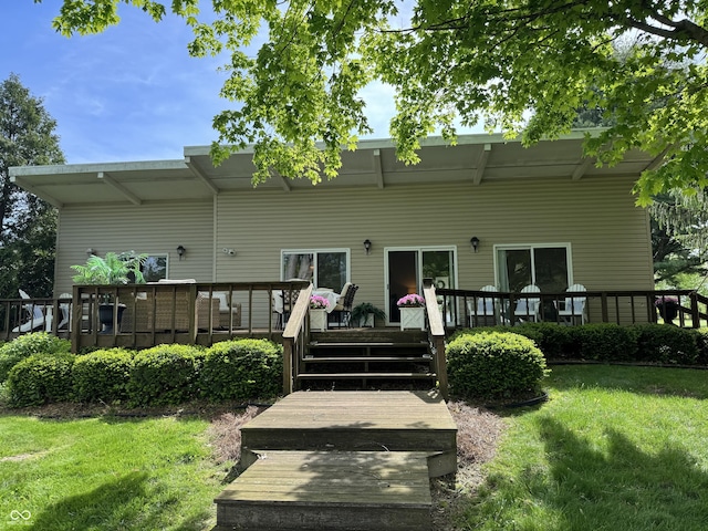 795 SE Santee Dr, Greensburg, IN 47240 - rear view of house featuring a yard and a wooden deck