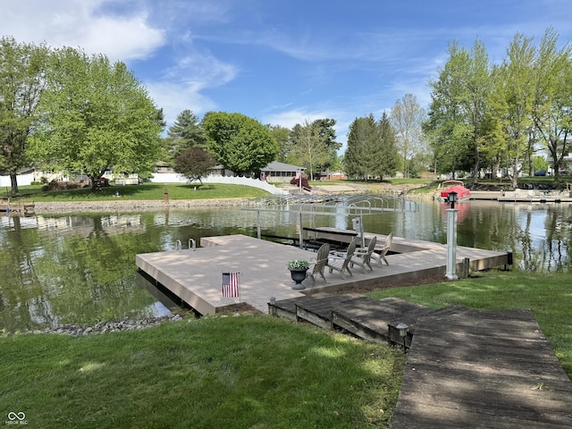 795 SE Santee Dr, Greensburg, IN 47240 - dock area featuring a water view and a lawn