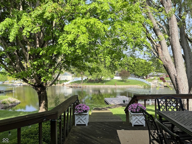 795 SE Santee Dr, Greensburg, IN 47240 - deck featuring a water view and a boat dock