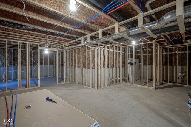 unfinished below grade area with water heater