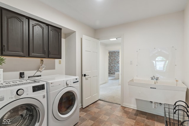 4601 Fairhope Dr, Indianapolis, IN 46237 - washroom featuring cabinet space, independent washer and dryer, stone finish floors, and baseboards
