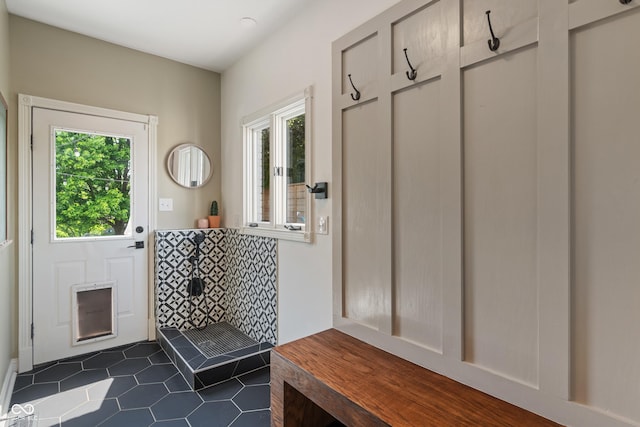 4601 Fairhope Dr, Indianapolis, IN 46237 - mudroom with dark tile patterned floors