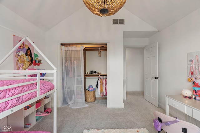 4601 Fairhope Dr, Indianapolis, IN 46237 - bedroom with vaulted ceiling, carpet flooring, and baseboards