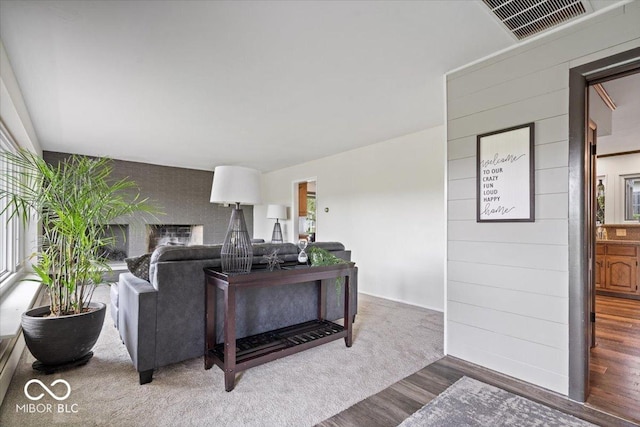 living area featuring wood finished floors