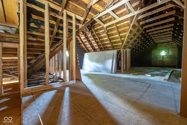 view of unfinished attic