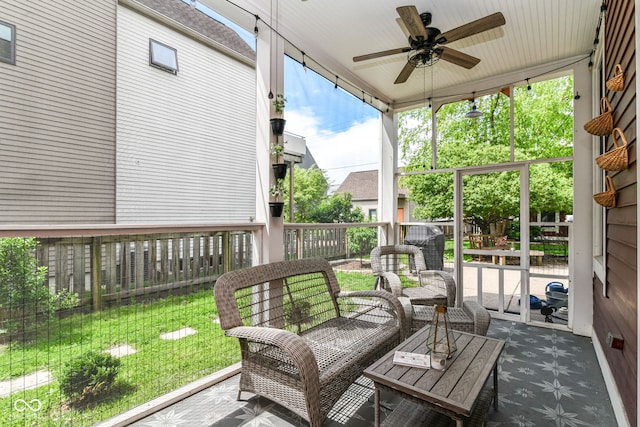 1630 N New Jersey St, Indianapolis, IN 46202 - sunroom featuring ceiling fan, healthy amount of natural light, and an outdoor living space