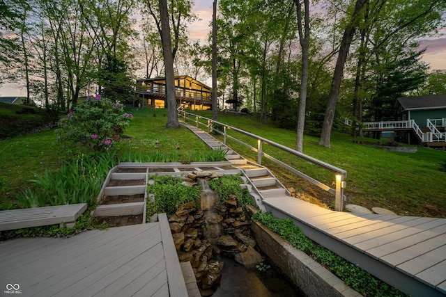 7753 Ivy Dr, Nineveh, IN 46164 - view of green lawn with a deck