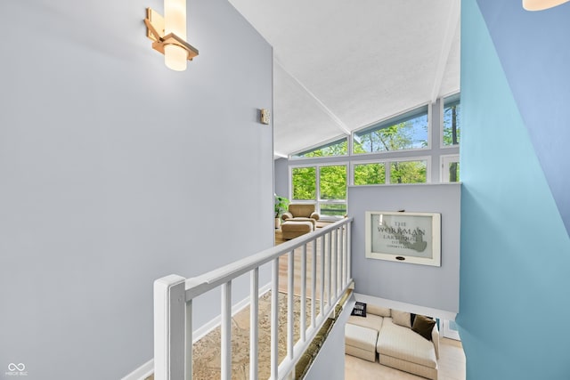 7753 Ivy Dr, Nineveh, IN 46164 - stairway with vaulted ceiling and baseboards