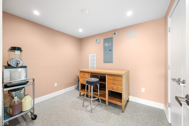 7753 Ivy Dr, Nineveh, IN 46164 - home office with electric panel, baseboards, and recessed lighting
