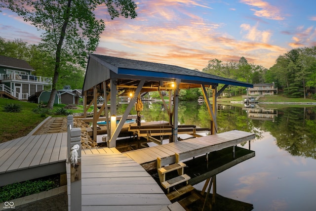 7753 Ivy Dr, Nineveh, IN 46164 - dock area featuring a water view, boat lift, and view of wooded area