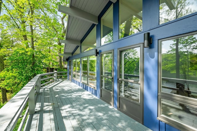 7753 Ivy Dr, Nineveh, IN 46164 - wooden deck featuring a sunroom