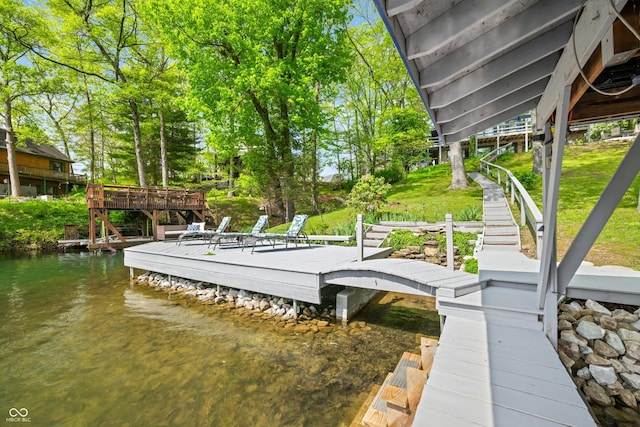 7753 Ivy Dr, Nineveh, IN 46164 - dock area featuring stairs and a water view