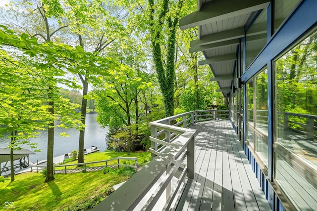 7753 Ivy Dr, Nineveh, IN 46164 - deck with a water view and view of wooded area