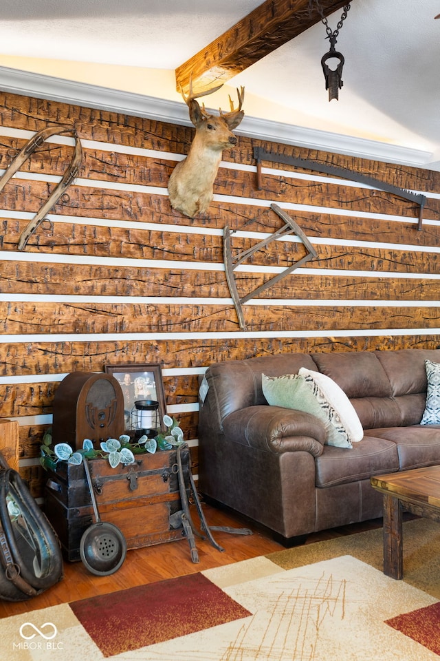 living area featuring wood finished floors