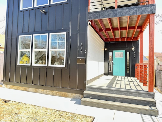 337 N Beville Ave, Indianapolis, IN 46201 - view of exterior entry with board and batten siding