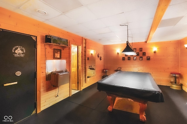 2508 Indian Creek Rd, Trafalgar, IN 46181 - recreation room featuring wood walls and billiards table