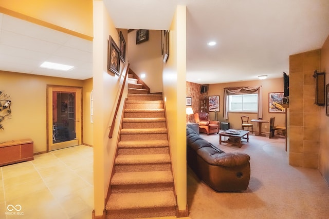 2508 Indian Creek Rd, Trafalgar, IN 46181 - staircase featuring recessed lighting and baseboards