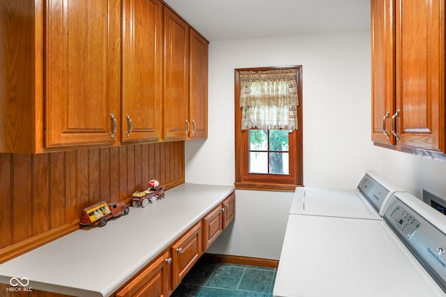 2508 Indian Creek Rd, Trafalgar, IN 46181 - laundry room with cabinet space, separate washer and dryer, and baseboards