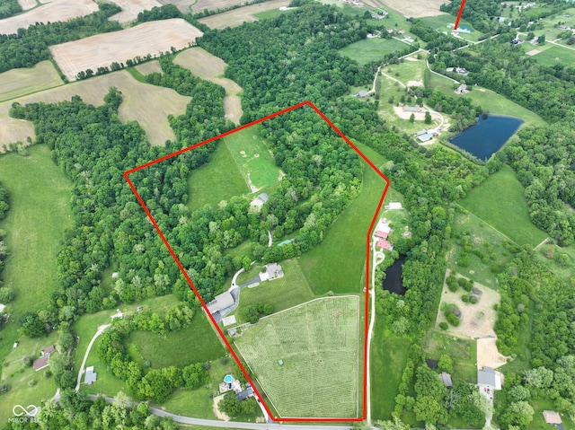 2508 Indian Creek Rd, Trafalgar, IN 46181 - aerial view of sparsely populated area with property boundaries highlighted
