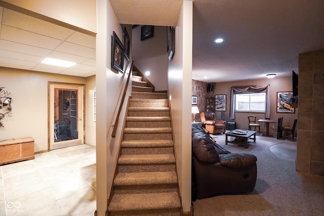 2508 Indian Creek Rd, Trafalgar, IN 46181 - staircase with recessed lighting and baseboards
