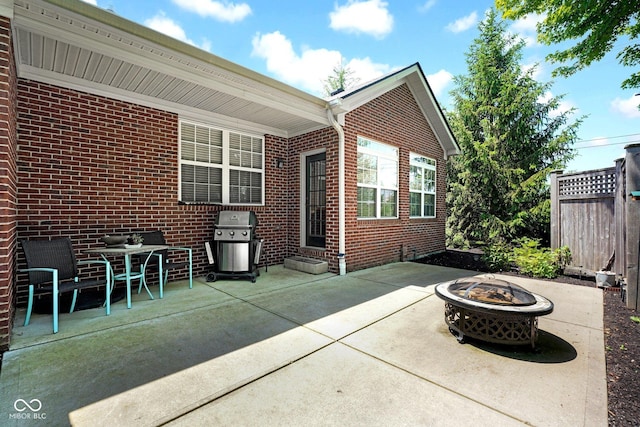 575 Dylan Dr, Avon, IN 46123 - view of patio featuring a fire pit and a grill