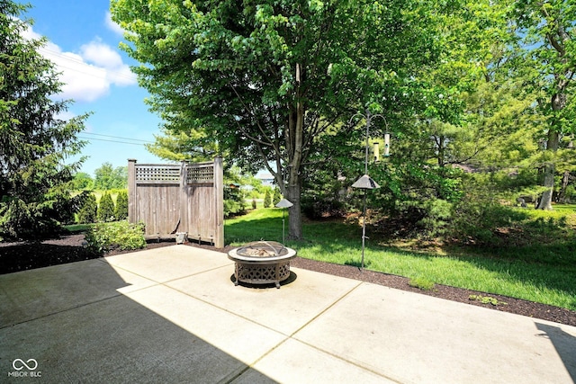 575 Dylan Dr, Avon, IN 46123 - view of patio featuring an outdoor fire pit
