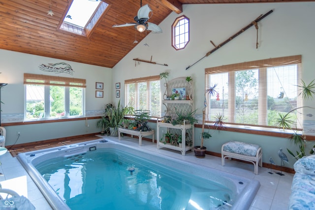 295 Maple Turn Rd, Martinsville, IN 46151 - view of pool featuring a skylight and a ceiling fan