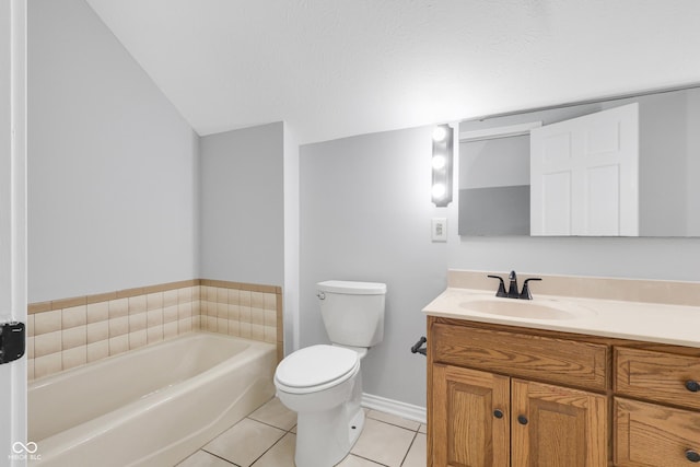 10602 Fall Rd, Fishers, IN 46037 - bathroom with a bath, tile patterned floors, vanity, toilet, and baseboards