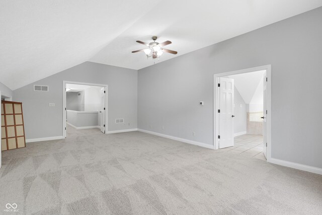 10602 Fall Rd, Fishers, IN 46037 - bonus room with vaulted ceiling, carpet, a ceiling fan, and baseboards