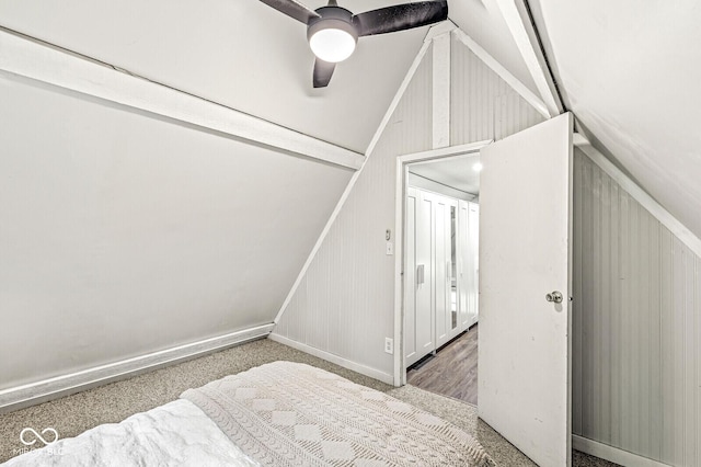 809 Iron Bridge Rd, Cicero, IN 46034 - carpeted bedroom featuring vaulted ceiling and a ceiling fan