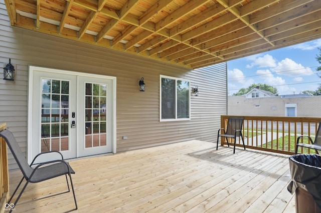wooden deck with french doors