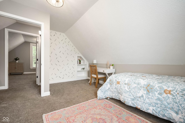 3019 W Huntsville Rd, Pendleton, IN 46064 - carpeted bedroom featuring vaulted ceiling and baseboards