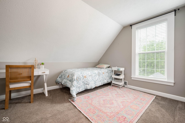 3019 W Huntsville Rd, Pendleton, IN 46064 - carpeted bedroom with lofted ceiling and baseboards