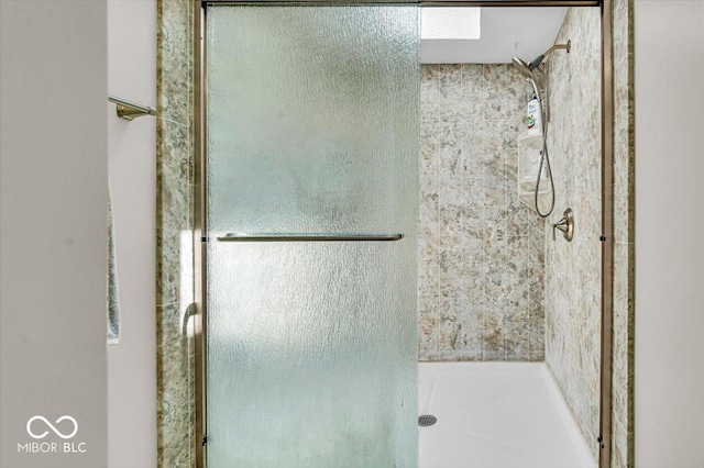 bathroom featuring a stall shower