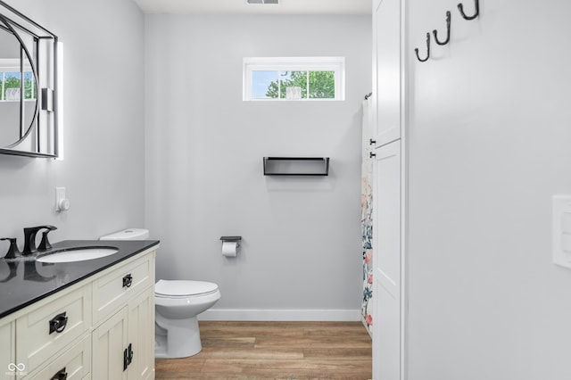 141 W 10th St, Seymour, IN 47274 - bathroom with wood finished floors, plenty of natural light, toilet, and vanity