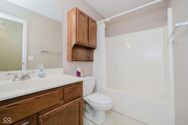 10833 Tournament Ln, Indianapolis, IN 46229 - full bathroom with vanity, shower / bath combination with curtain, and tile patterned flooring