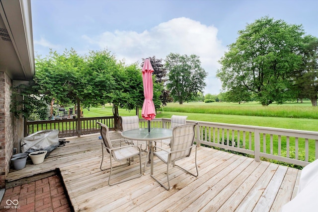 10833 Tournament Ln, Indianapolis, IN 46229 - deck featuring a lawn, outdoor dining area, and a grill