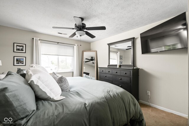 9404 Enclave Dr Unit D, Avon, IN 46123 - carpeted bedroom with a ceiling fan and a textured ceiling