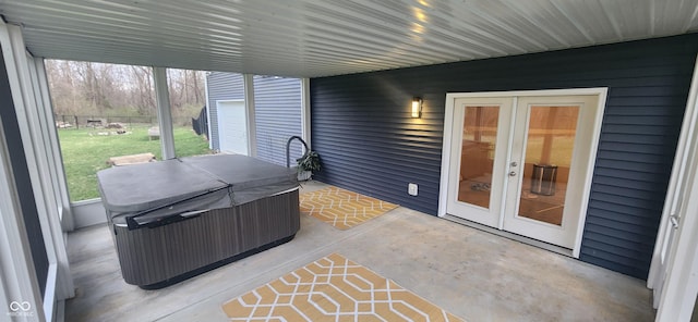 5415 S Chalmers Ct, Bloomington, IN 47403 - view of patio / terrace featuring a hot tub and french doors