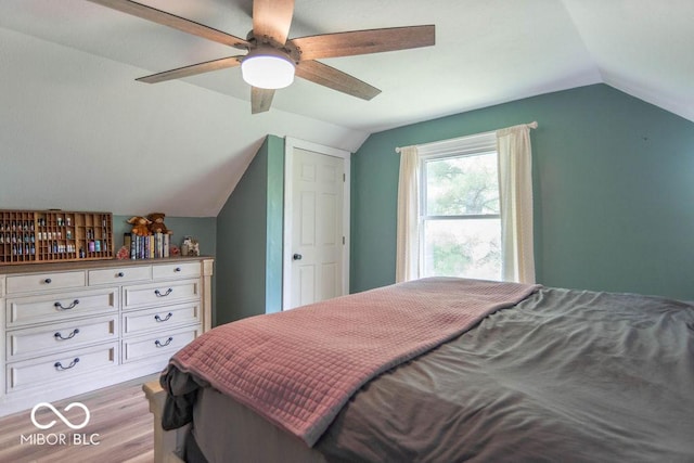 1409 S Northview Dr, Martinsville, IN 46151 - bedroom with vaulted ceiling, wood finished floors, and a ceiling fan