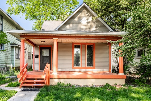 view of front of home featuring covered porch