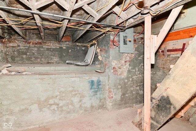 623 Orange St, Indianapolis, IN 46203 - unfinished basement featuring electric panel