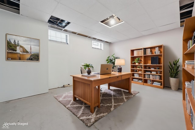 office area with finished concrete flooring