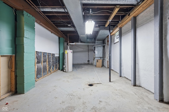 below grade area with water heater and heating unit