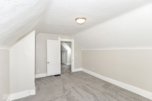 1115 N Keystone Ave, Indianapolis, IN 46201 - additional living space featuring vaulted ceiling, a textured ceiling, carpet floors, and baseboards