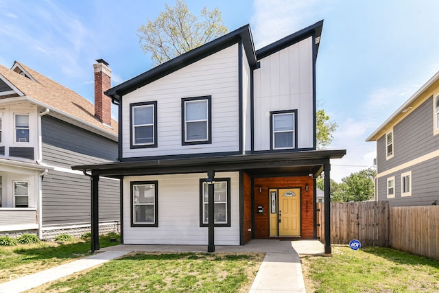 view of front of property with covered porch and board and batten siding