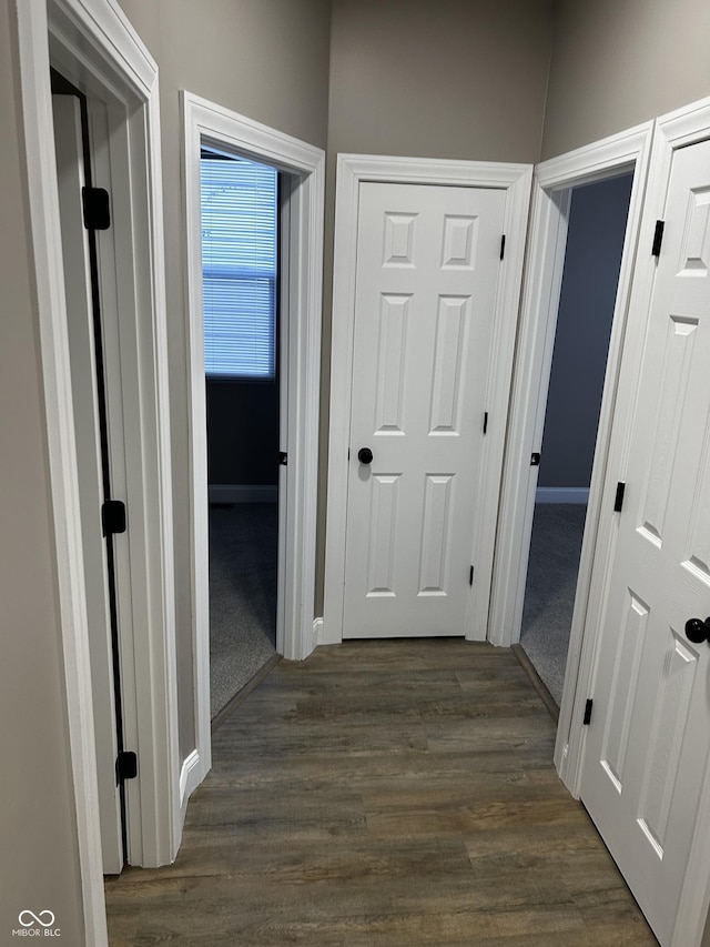 336 W 29th St, Indianapolis, IN 46208 - corridor with dark wood-style floors and baseboards