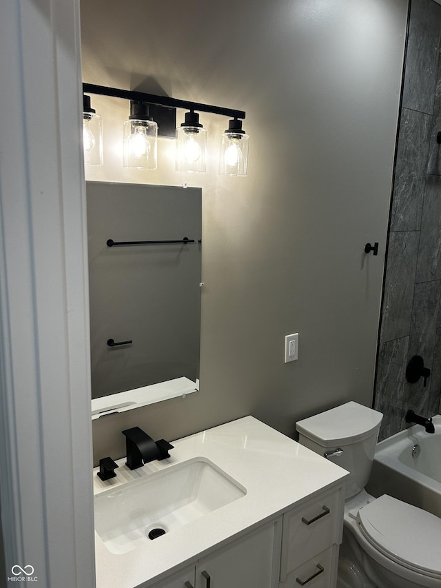 336 W 29th St, Indianapolis, IN 46208 - bathroom featuring vanity, toilet, and shower / bathtub combination